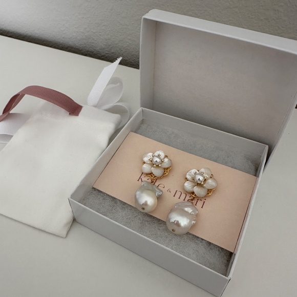 NWT Kate & Mari Silvia Pearl Drop Earrings - Picture 4 of 5